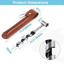 Bushcraft Gear,Hand Auger Wrench for Easy Wood Drilling, Scotch Eye Wood Drill with Leather Case, Outdoor Survival Gear Tool for Camping,Bushcrafting, Peg Hole Maker