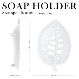 Linton Arts Leaf Shape Cast Iron Soap Dish - 2PCS Rustproof Bathroom Soap Holder with Drainage Holes, Vintage Cute Soap Saver for Shower/Sink, Non-Slip Suction Base (5.2" L x 3.4" W)