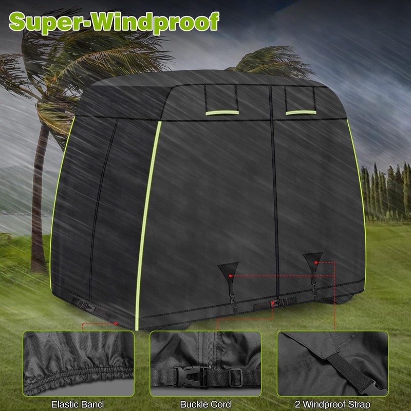 600D Oxford 2/2+2/4 Passenger Golf Cart Cover Fits EZGO, Club