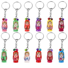 TOYANDONA 12pcs Matryoshka Russian Dolls Keychains Nesting Doll Key Rings Bag Purse Charms Random Style