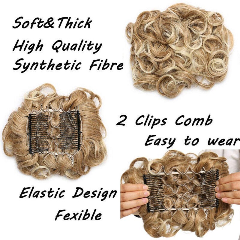 Scrunchy Updo Combs Ponytail Hair Extensions Clip in Bun Claw