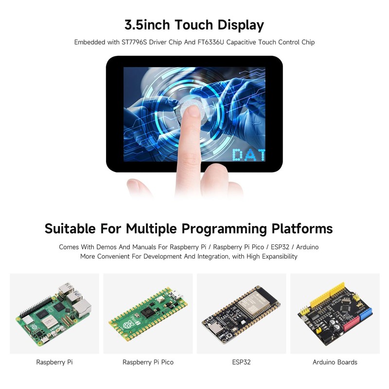 Waveshare 3.5inch Capacitive Touch Display Module, Compatible with Raspberry Pi