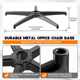 Office Chair Base Replacement PartsWith 5 Casters with Brakes(3300 lbs) - Heavy Alloy Office Chair Base Replacement, Universal Gas Cylinder