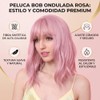Peluca Ondulada Rosa Corta de 36 cm, Pelucas Sintéticas Rizadas,