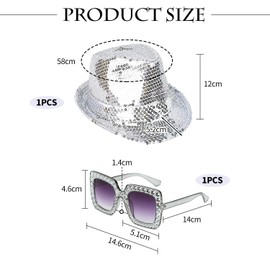 SLAXJNE 1 Hat, 1 Glasses, Glitter Hat, Disco Hat, Prom Party Decoration Hat, Hat For Men And Women