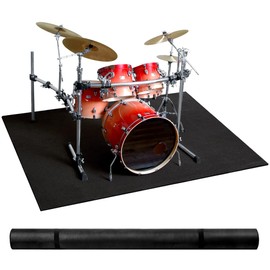 Drum Rug, 5 x 6.5Ft Drum Mat Drum Carpet with Non-Slip Grip Bottom, Soundproof Drum Floor Mat for Electrical Drum, Drum Accessories Gift for Drummers, Black (5 x 6.5 Ft)