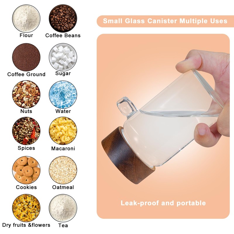 Patoper 8oz Small Glass Spice Jar with Spoon Coffee Sugar
