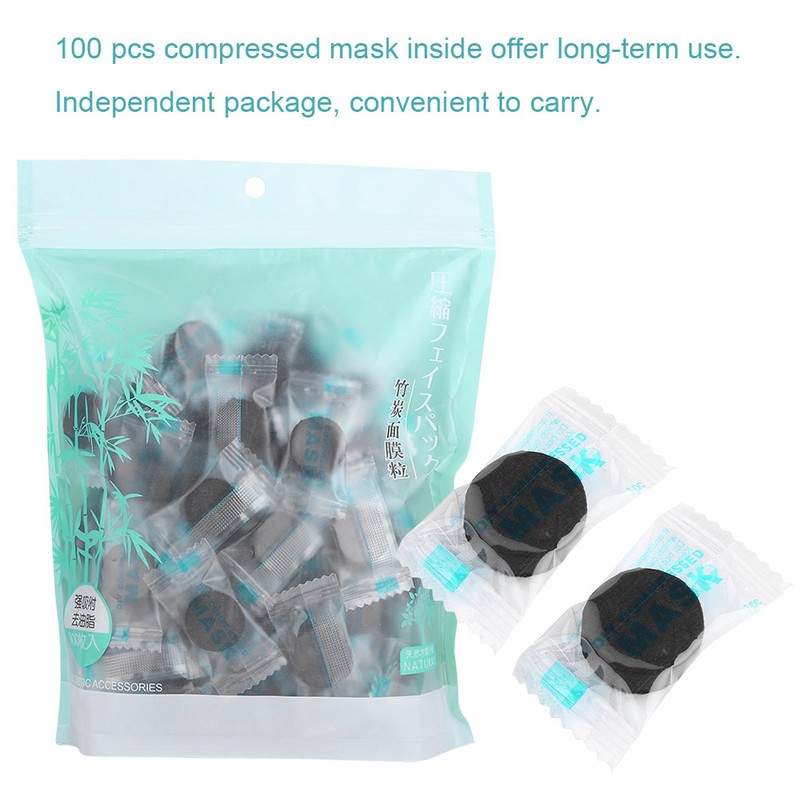 100Pcs/Pack Bamboo Charcoal Disposable Skin Care Compressed Face Mask DIY