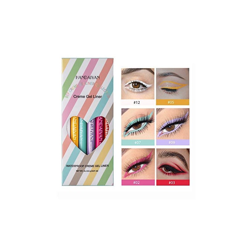GL-Turelifes 6 Colours Matte Liquid Eyeliner Set, Waterproof Colourful Eyeliner