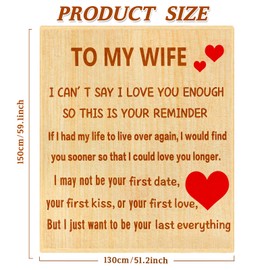 Gifts for Her Him, Anniversary Birthday Gifts for Wife, Throw Blanket to Wife from Husband, Mothers Day Wedding Christmas Flannel Blanket for Women 50" x 60"