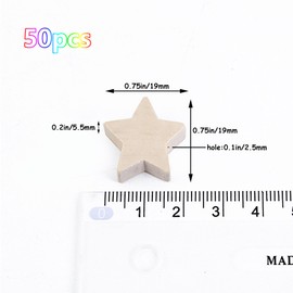 Hayaww Pack of 50 Wooden Stars, Wooden Beads, Spacer Beads, Wooden Five-Pointed Star Beads for DIY Crafts, Necklace, Bracelet, Making Accessories