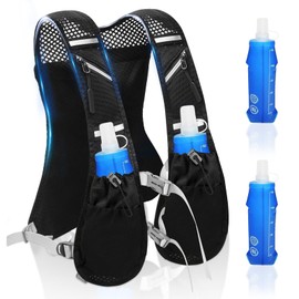 Running Vest for Men and Women, Ultralight Reflective Hydration Backpack Hydration Vest with 500 ml Water Bottle, Chest Straps Hydration Pack, Adjustable Backpack for Runs, Cycling, Trails, Marathons