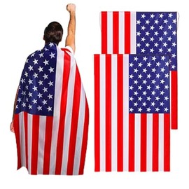 LKQBBSZ 4th of July American Flag Cape for Adult with Independence Day Party Dress Up Red