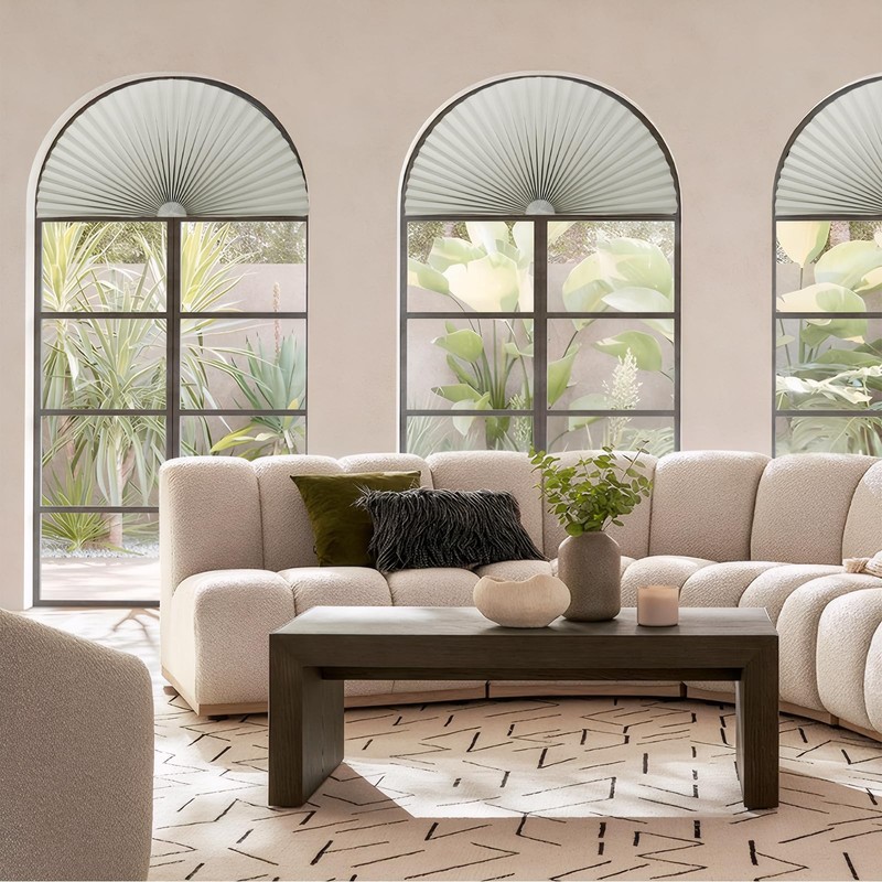 Half Moon Window Shades Blackout 2 Pack, Gray Half Circle