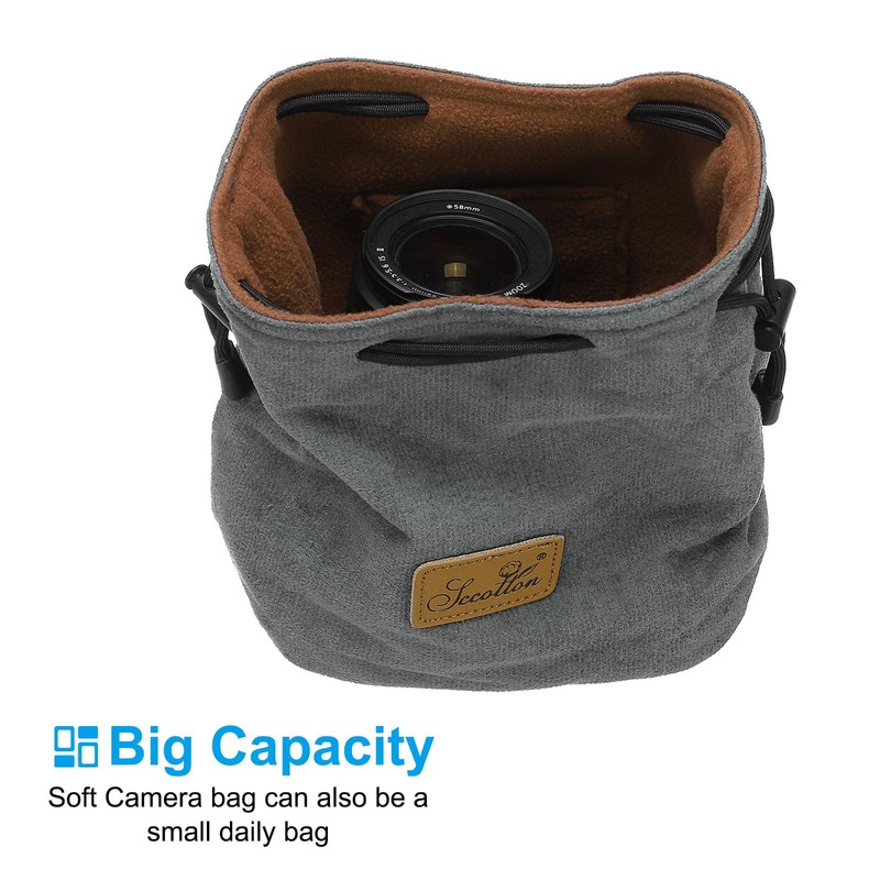 PATIKIL Soft Camera Pouch, L Size Shockproof Drawstring Lens Case