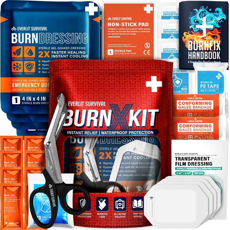 EVERLIT Kit Para Quemaduras Con Apósito Estéril Impermeable | Apósitos