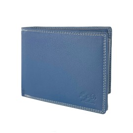 BUFFALO HILL L&B Collection 2339 Real Leather Men's Wallet Landscape Format I with RFID Protection I Wallet Large with Coin Compartment I 7 Card Slots I Wallet for Men I Wallet Wallet, blue, Modern