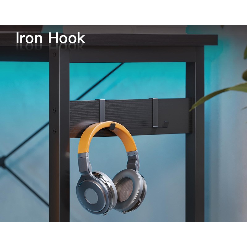 Coleshome 66" L Shaped Gaming Desk, Corner Computer Desk, Sturdy