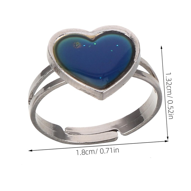 Healeved 2Pcs Heart Shape Temperature Changing Mood Rings Chic Emotion