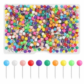 500pcs Colourful Push Pins, Map Pins Drawing with Plastic Round Head, Map Tacks Plastic Round Head Tacks with Steel Points Map Mark or Bulletin Board