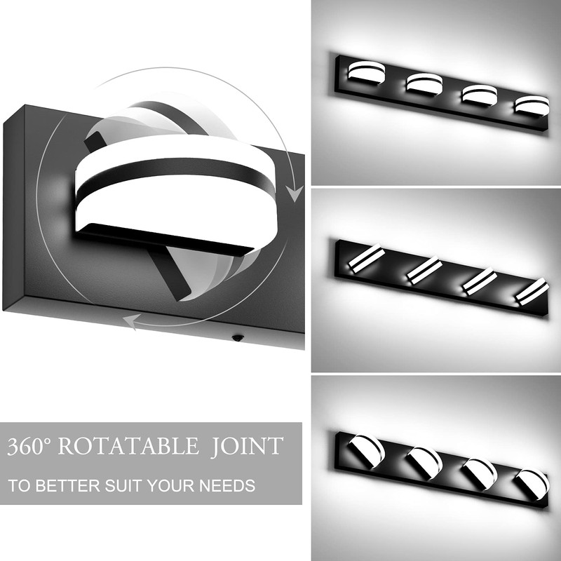 Aipsun 4 Lights Modern Black Vanity Light Up and Down