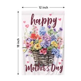 Happy Mother’s Day Garden Flag Flower 12x18 Inch Double Sided Polyester Flag for Mother’s Day Yard Outdoor House Decoration