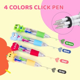 libfrnt 100Pcs Mini Multicolor Pens in One 4-in-1, Cute Pens Bulk for Kids, Delightful Ballpoint Pen Back To School Gifts, Assorted Ink Kawaii Pen