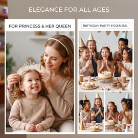 WENJESO Children's Princess Style Retro Crown Headband, Lace Pattern, For Birthday Photography, Baby Hair Clip, Girls Hair Accessories