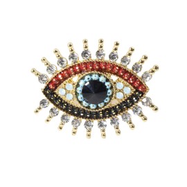 Lucky Charm Evil Eye Brooch Pin Women Freshwater Pearl and Rhinestone Crystal Vintage Lapel Pin for Wedding Party Necklace Dual Purpose Brooch Ladies Accessories Shawl Scarf Buckle Sweater Cardigan