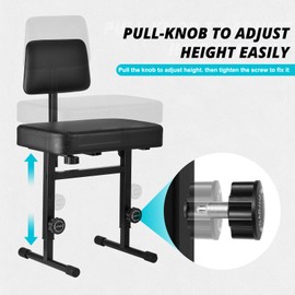 TENTOTEN Piano Bench Adjustable Height, Piano Chair with Padded Backrest Comfortable Piano Seat for Piano & Keyboard Bench for Musicians Piano Stool, Black