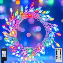 20Ft 200 LEDs Fairy Lights Plug in with Remote and Timer, 8 Modes Twinkle Cluster String Lights, Dimmable Silver Wire Firecracker Lights, Starry Firefly Lights for DIY Wedding Christmas Decorations