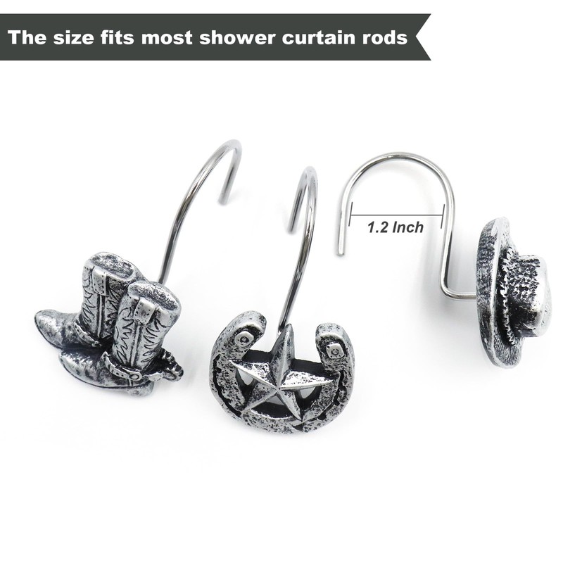 Western Shower Curtain Hooks Rustic Farmhouse Shower Curtain Rings for
