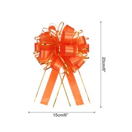 sourcing map 5pcs 6 Inch Large Big Pull Bow with Gold Edge, Organza Car Gift Wrapping Bows Ribbon for Wedding Car Baskets Presents Christmas Bow, Orange Red