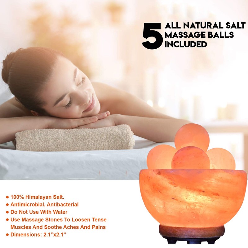 Himalayan Glow 1328 Bowl Salt lamp with Massage Ball