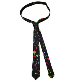 TPZORJX Men's Black Ties, Tie with Music Notes, Pre-Tied Adjustable Ties with Zip, Men's Elegant Tie for Concerts, Opera, Holiday Events