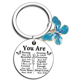 Christian Gifts for Women Birthday, Butterfly Inspirational Gifts for Friends, Religious Spiritual Gifts for Her Mom Girl Female Coworker Sister Christian,Christian Keyring Gifts for Her