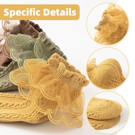 TEROTY 5 Pairs Little Girls Ruffle Lace Trim Cotton Socks Baby Girl Eyelet Princess Frilly Dress Socks (UK, Age, 1 Year, 3 Years, Regular, White)