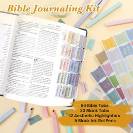 NEWEST Bible Journaling Kit with 12 No Bleed Bible Highlighters, 5 Smooth Gel Pens and 96 Morandi Bible Tabs, Aesthetic Bible Study Supplies for Study Bible, Christian Gifts for Women & Men