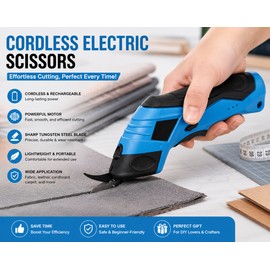 Cordless Electric Scissors – USB Rechargeable Handheld Fabric Cutter for Cardboard, Carpet, Felt, Vinyl & Soft Leather