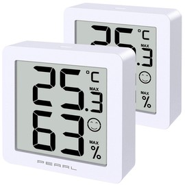 PEARL Room Hygrometer: Set of 2 Digital Thermal & Hygrometer with Comfort & Min/Max Display (Digital Thermo-Hygrometer, Hydrometer)