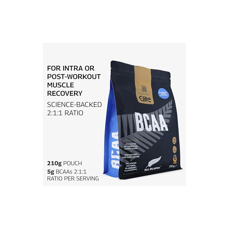 Healthspan All Blacks BCAAs, 210g, 30 Servings | Blueberry Crush