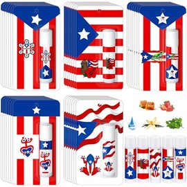 Batiyeer 35 piezas de recuerdos de Puerto Rico en bálsamos labiales a granel, mercancía para fiesta temática de Puerto Rico, accesorios de rana con bandera de Puertorico para mujeres, regalos de