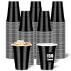 mwellewm 150 Pack Black Cups 16 oz Disposable Plastic Party