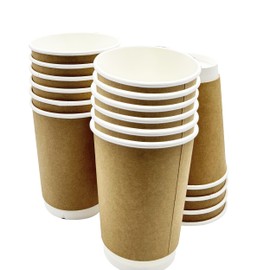 three leaf 12 Oz. Disposable Paper Cups, (Brown) 200 Ct. (8 Packs Of 25), Hot/Cold Cup For Coffee, Water, Tea, Juice, Picnic, Party, Travel And Events