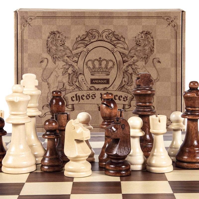 AMEROUS Wooden Chess Pieces Only, Tournament Staunton Wood Chessmen with