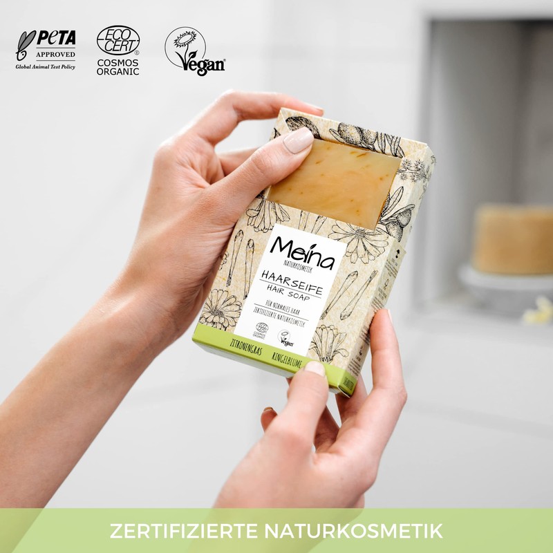 Meina Natural Cosmetics Organic Shampoo Bar with Lemon grass and