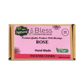 Bless International Rose 100%-Natural-Incense-Cones Handmade-Hand-Dipped Organic-Chemicals-Free for-Purification-Relaxation-Positivity-Yoga-Meditation The-Best-scents (10 Count)