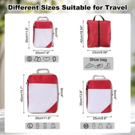 uxcell 4Pcs Compression Packing Cube for Travel, See Through Mesh Waterproof Nylon Luggage Organizer Bags Lightweight Compression Cube for Outdoor Carry on Suitcases Backpack, Red