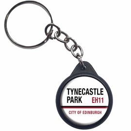 Ozorath Tynecastle Park EH11 Edinburgh Hearts Road Sign Keyring Keychain Key Ring Chain With Trolley Coin