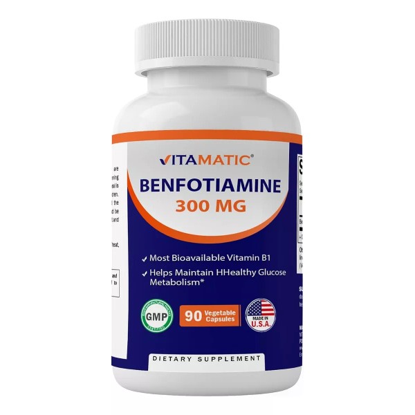 Vitamatic Benfotiamina 300mg 90 Cáps. Salud Cardiovascular Hecho Usa